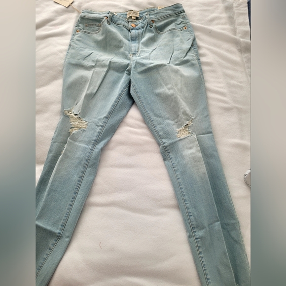 NWT Universal Thread Womens Plus Size Light Wash Distressed Raw Hem Skinny Jeans - Picture 15 of 16